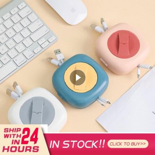Multifunctional Portable Rotatable Data Cable Storage Box Charger Winding Box Earphone Cable Sorting Box Cable Organizer Gadget