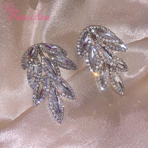 Fashion Austrian Crystal Alloy Bridal Long Earrings for Women Bride Bridesmaids Wedding Big Earrings RE3865