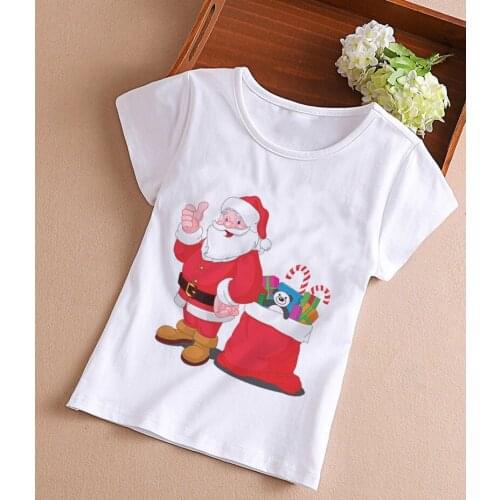 Cartoon Boys T Shirt Funny Christmas Shirt Santa Claus Gives Gifts Harajuku Girls Shirts Korean Design Kids Tops Leisure Tees