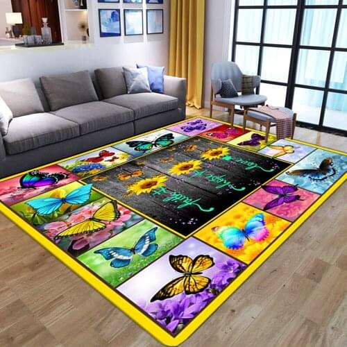 Cartoon Gorgeous Butterfly Big Carpets for home Living Room Bedroom Kids Room floor mat Nordic Kitchen Non-slip Bedside sofa Rug