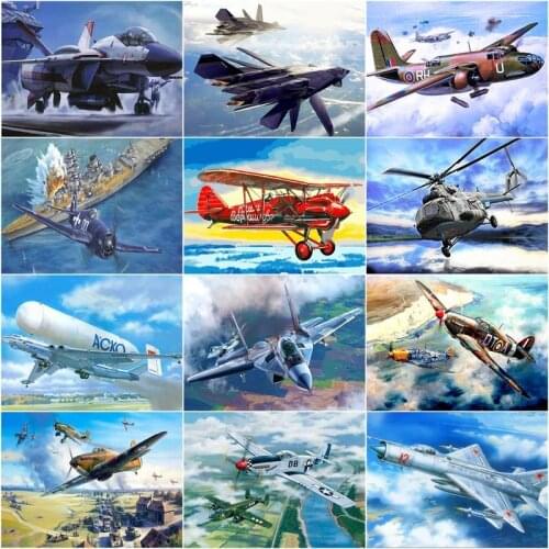 CHENISTORY Paint By Number DIY Fighter Plane For Children Kits Drawing 40x50cm Color Canvas HandPainted Picture Art Gift Home De