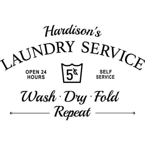 Laundry Service Sign Decal, Personalized Name Laundry Vinyl Sticker, Housewarming Gift Art, Wash Dry Fold Repeat Artwork E824
