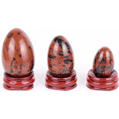 Natural Mahogany Crystal Egg Set Original Stone Mineral Quartz Chakra Healing Ball Home Decorative Divination or Feng Shui