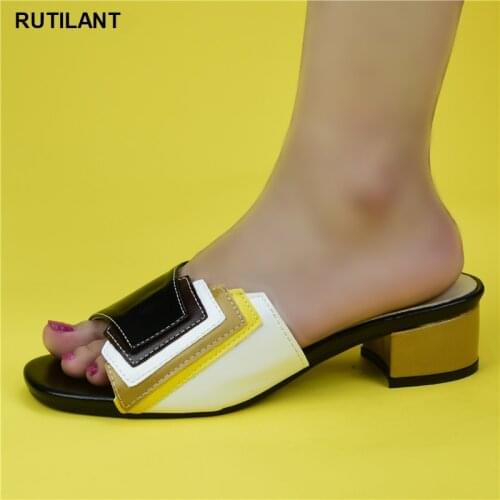 New Leather Sandals Women Shoes Mid Heel Sandals Fashion Casual Shoe 2020 Special Arrivals Wedding Black Color Nigeriain Shoe