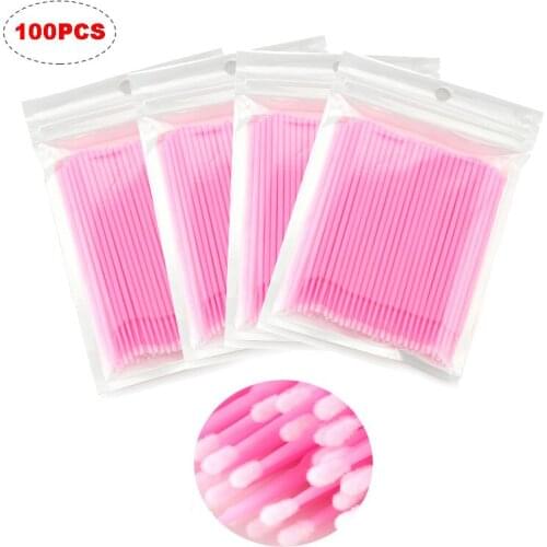 100Pcs/bag Disposable Eyelash Brush Lash Removing Swab Micro Brush MicroBrush Individual Eyelash Extension Supplies Makeup Tool