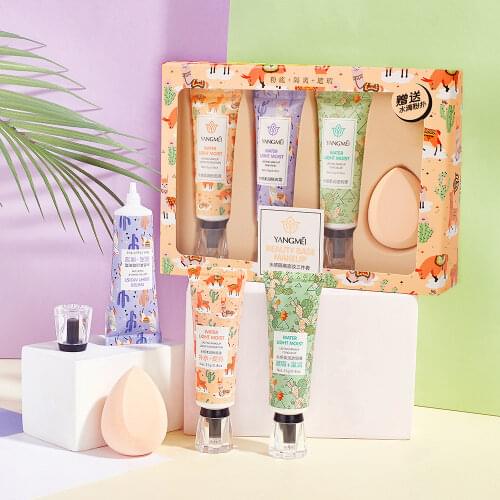 3-Piece Set of Base Makeup Water-Sensitive Soft Foundation Liquid Moisturizing Concealer Isolation Brighten Skin Tone Smooth