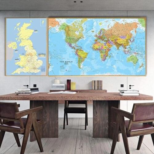The World Political Map Wall Oil Painting Posters Canvas Paintings For Living Room Home Decor Children Classroom School Supplies