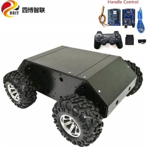 SZDOIT with Control Kit Large Load Metal 4WD Smart Car Chassis Kit 4-Drive Robot Platform 130mm Rubber Wheel DIY Unassembled Toy