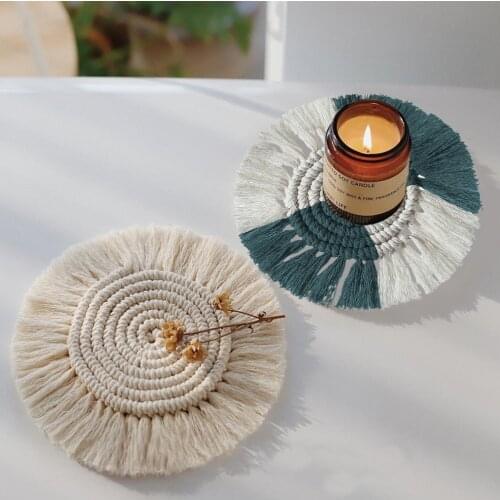 Hand-woven coasters, round table mats, western place mats, insulation pads, creative placemats, cotton rope placemats