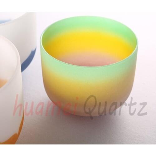 8 inch himalayan singing bowl frosted quartz crystal yoga singing bowl -Rainbow