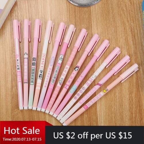 40 pcs Creative Stationery Girl Heart Pink Xueba Neutral Pen Lovely Student Written Water-based Pen Individual Signature Pen