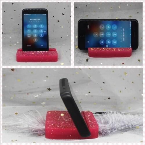 DIY Phone Mount Stand Making Tools Phone Holder Crystal Epoxy Resin Mold Cellphone Bracket Casting Silicone Mould