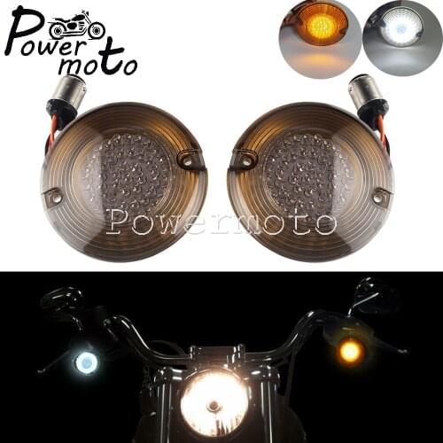 3 1/4" Flat Style LED Amber White Turn Signals Brake Running Light for Harley Road King Electra Glide Classic Heritage Softail
