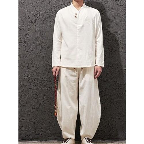 Unisex cotton tang suit tai chi clothing kung fu clothes martial arts suits uniforms zen lay meditation costume beige/black/blue