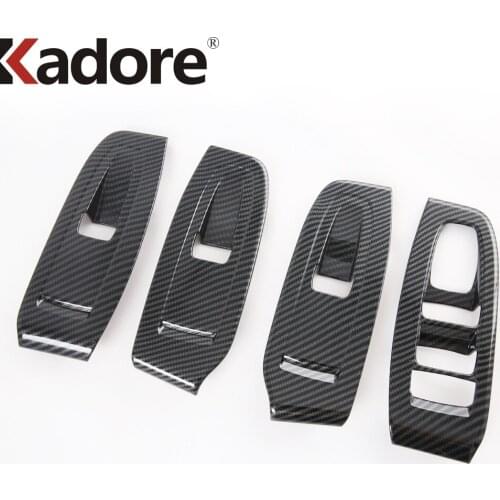 For Subaru Outback 2020 2021 2022 Carbon Fiber Inner Door Widnow Lift Switch Panel Cover Trim Car Interior Accessories 4pcs LHD