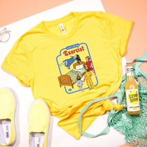 High Quality Occult Devils Satanism Exorcism Womens T-shirt Lets Call The Exorcist Women Tshirt Fashion Steven Rhodes Clothing