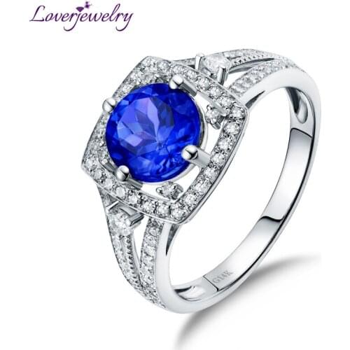 2020 Tanzanite Rings For Women Real 14Kt White Gold Natural Tanzanite GEM Diamonds Wife Charming Lover Ring Fine Jewelry anillos