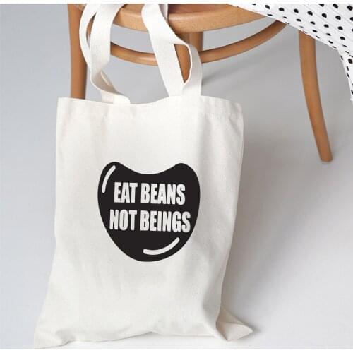 Women Letter Funny Canvas Shopping Bags Large Reusable Grocery Bag Cute Cloth Shoulder Bags Korean Handbag Tote for Ladies