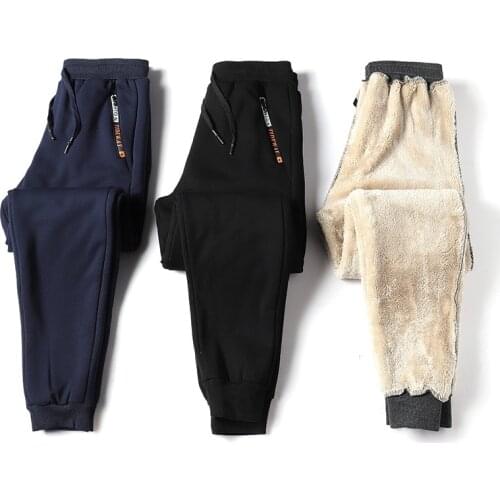 Winter Mens Fleece Pencil Pants Men Solid Color Warm Soft Comfortable Pants Breathable Fashion Casual Trousers Plus Size M-8XL