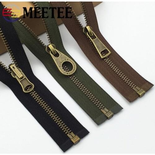 1Pc Meetee 5# Bronze Auto Lock Metal Zippers Open-end Coat Down Jacket Zip for Sewing DIY Garment Luggage Accessories KY985