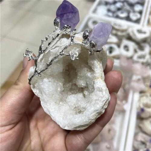 1pcs Natural Amethyst Agate Geode Slice Quartz Crystal Cluster Minerals Reiki Healing Crystal Home Decoration Random Delivery