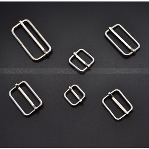 1pcs Silver Metal Slides Tri-Glides Wire-Formed Roller Pin Buckles Strap Slider Adjuster Buckles