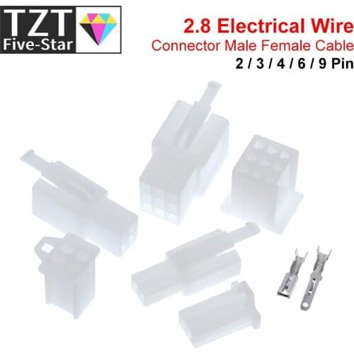 10set/lot 2.8mm 2/3/4/6/9 Pin Automotive 2.8 Electrical Wire Connector Male Female Cable Terminal Plug Kits Motorcycle Ebike Car