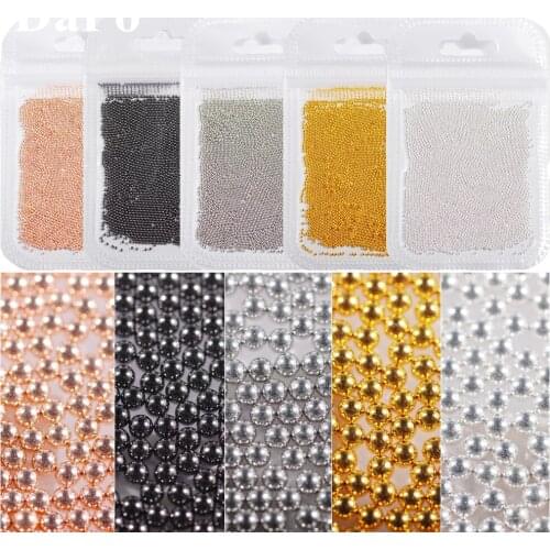 3D Stainless Steel Round Caviar Nail Art DIY Metal Beads Gold Silver / Rose gold Color optional 0.6mm Makeup Manicure Mini Ball