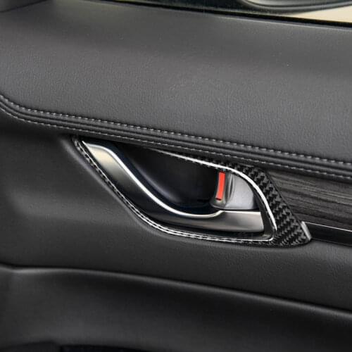 4PCS Carbon Fiber Car Interior Door Pull Handle Frame Cover Decorative Sticker Trim For Mazda CX-5 CX5 CX 5 2017 2018