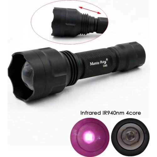 940nm 5Core 850nm C8s Zoomable IR 940nm 4-Core LED Flashlight Night Vision Infrared red Radiation Focus Gun Lamp Light Torch