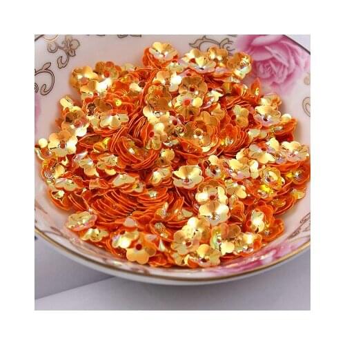 50g/lot PVC Sequins 5mm Flower With 1 Center Hole Plum Blossom Cup Loose Sequins Orange Spangles