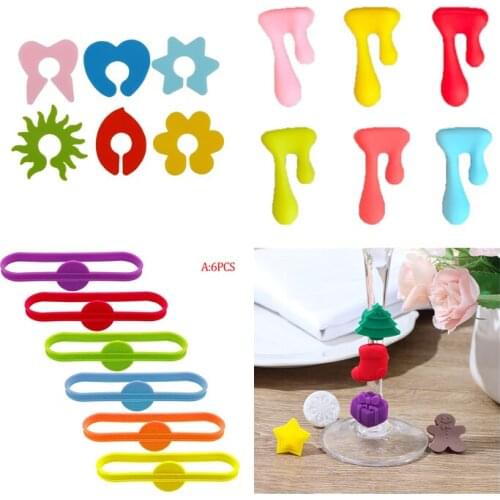 6pcs Silicone Suction Cup Wine Glass Silicone Label Party Dedicated Silicone Wine Glasses Recognizer Marker Tea Holder