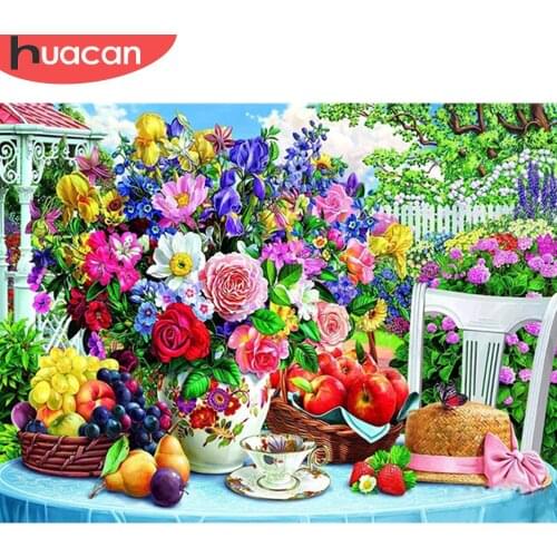 HUACAN 5d Diamond Painting Flower DIY Mosaic Garden Full Square/Round Diamond Embroidery Rose Cross Stitch Wall Art