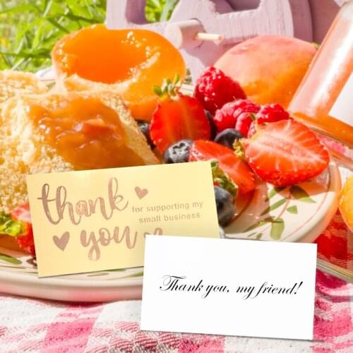 50pcs Bronzing Thank You Card with Heart DIY Craft Gift Decoration Card For Supporting My Small Business Greeting Postcard
