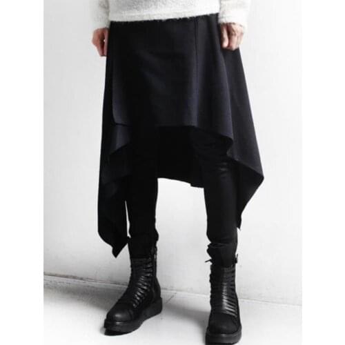 Mens irregular culottes Harlan pants false two slim casual day fashion trend oversized culottes