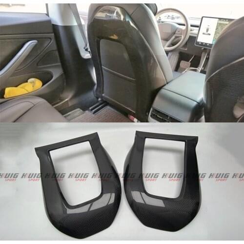 2pcs Carbon fiber seat cover back paste Interior Rear Seats Anti-Kick Kickproof Cover For Tesla Model 3 Model Y 2016-2021