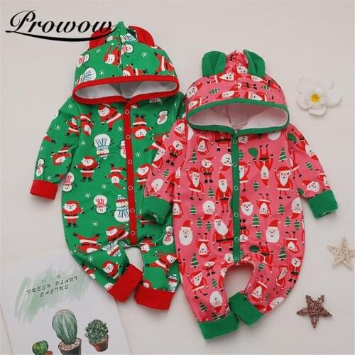 Prowow Baby Christmas Costume Winter Baby Rompers Santa Claus Jumpsuit For Kids Newborns Girls Clothing Cute Baby Hooded Clothes