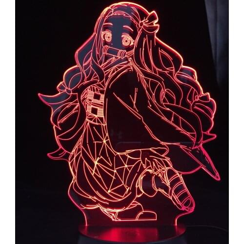 Kimetsu No Yaiba Nezuko Kamado Figure 3D Led Night Light for Bedroom Decor Nightlight Kids Child Table 3d Lamp Demon Slayer Gift