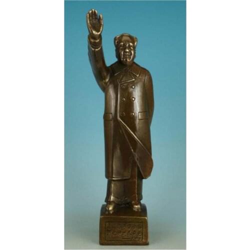 Nice Asian Chinese Old Bronze Handmade Carved Mao zedong Collect Statue Figure 893g