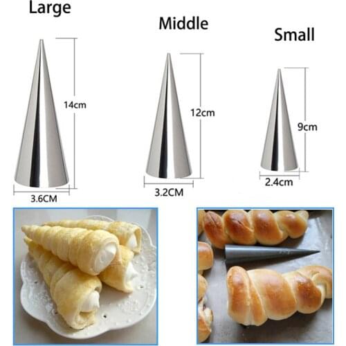 Stainless Steel Croissant Mould Thin pancake Baking Cone Horn Pastry Roll Cake Mold Spiral Baked Croissants Tubes Kitchen Tool