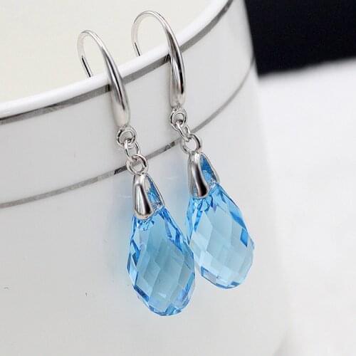 Crystal Drop Beads 12x25mm Earings Fashion Jewelry 1Pair Pink Color Glass Water Drop For DIY Making Earrings Women J