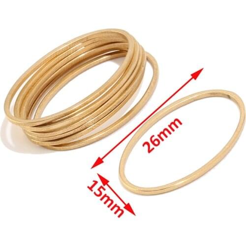 10pcs/lot Gold Tone 26x15mm Oval Design Stainless Steel Connector Jewelry Findings for Necklaces & Bracelet Earring Making