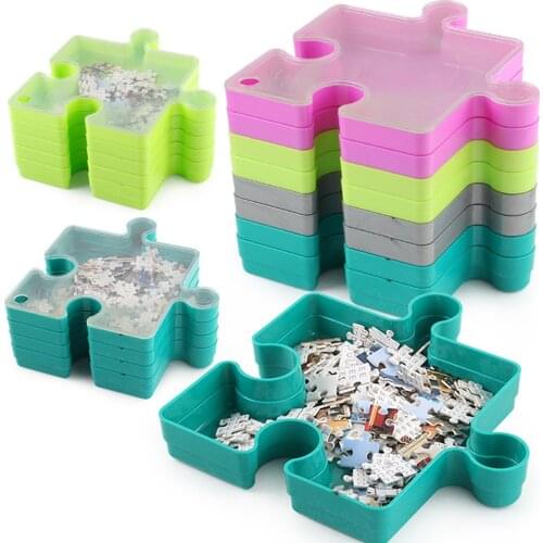 6pcs Building Blocks Containers Storage Box Toy Organizer Plastic Stackable Sorting Trays for Jigsaw Puzzle Finishing Boxes