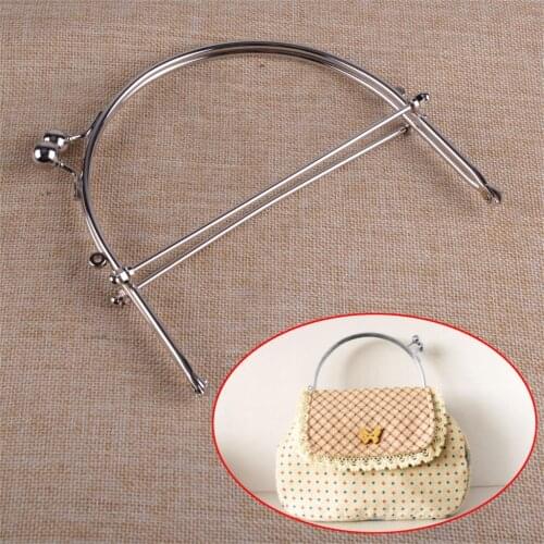 LETAOSK 1PCS DIY Silver Metal Purse Frame Clutch Handle Bag Kiss Clasp Arch Lock 15cm