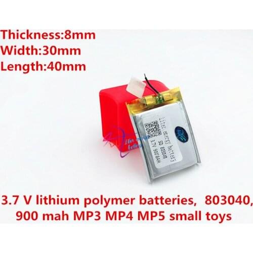 Best battery brand Size 803040 3.7V 900mah Lithium polymer Battery with Protection Board For GPS Digital Products
