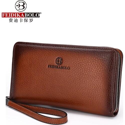 Fashion PU Leather Mens Wallets Fashion Black Men Purses Bags Business Long Design Male Wallets Men Zipper Around Men Clutches