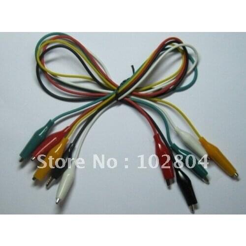 27mm Alligator Clip Test Lead 50cm Long 5 Colors S Red & Black & Yellow & Green & White 20 Set
