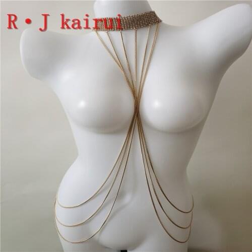 New RJRH22 Fashion Women Handmade Rhinestone Neck Chains Jewelry Bling Crystal Beads Necklace Chains Top Costume Jewelry 3Colors