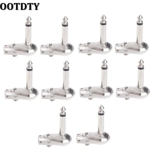 OOTDTY 10 Pcs 1/4 Inch 6.35mm Mono Speaker Right Angle Guitar Phono Plug Pancake Connector