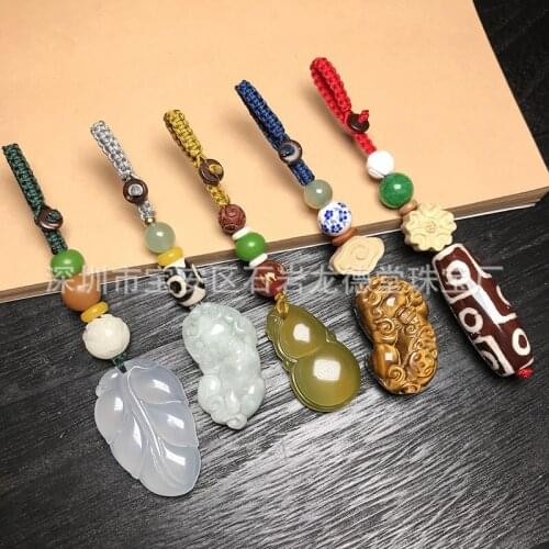 Personality Original Creative DIY Car Keychain Emerald Lucky Pixiu Male Simple Female High-End Pendant Wholesale